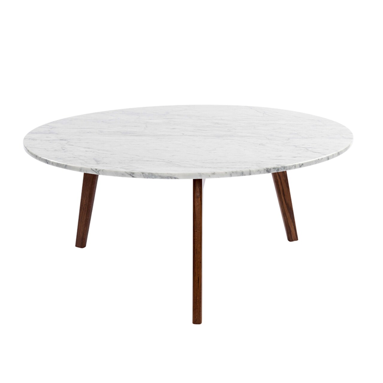 Contemporary Home Living 31.5" White Round Italian Carrara Marble Coffee Table